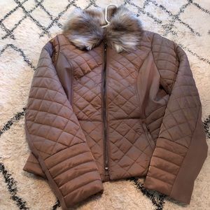 White House Black Market Fur Collar Puffer Jacket